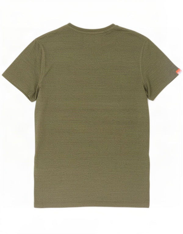 Superdry Mens T-Shirt Top Large Khaki Flecked Cotton