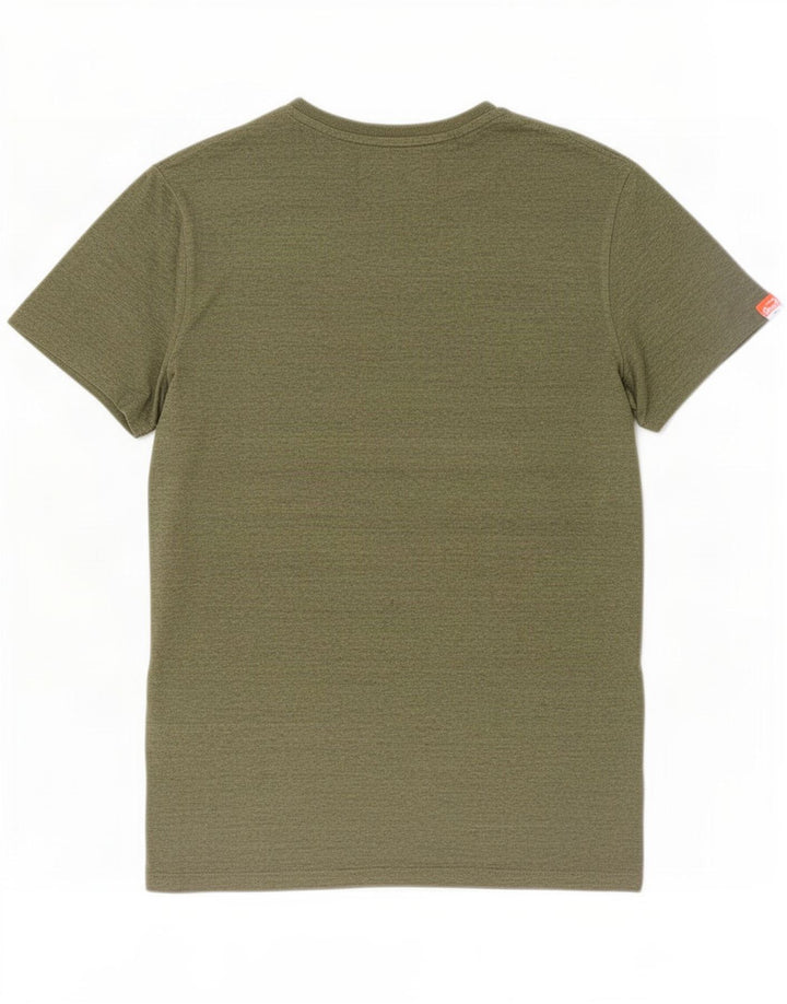 Superdry Mens T-Shirt Top Large Khaki Flecked Cotton
