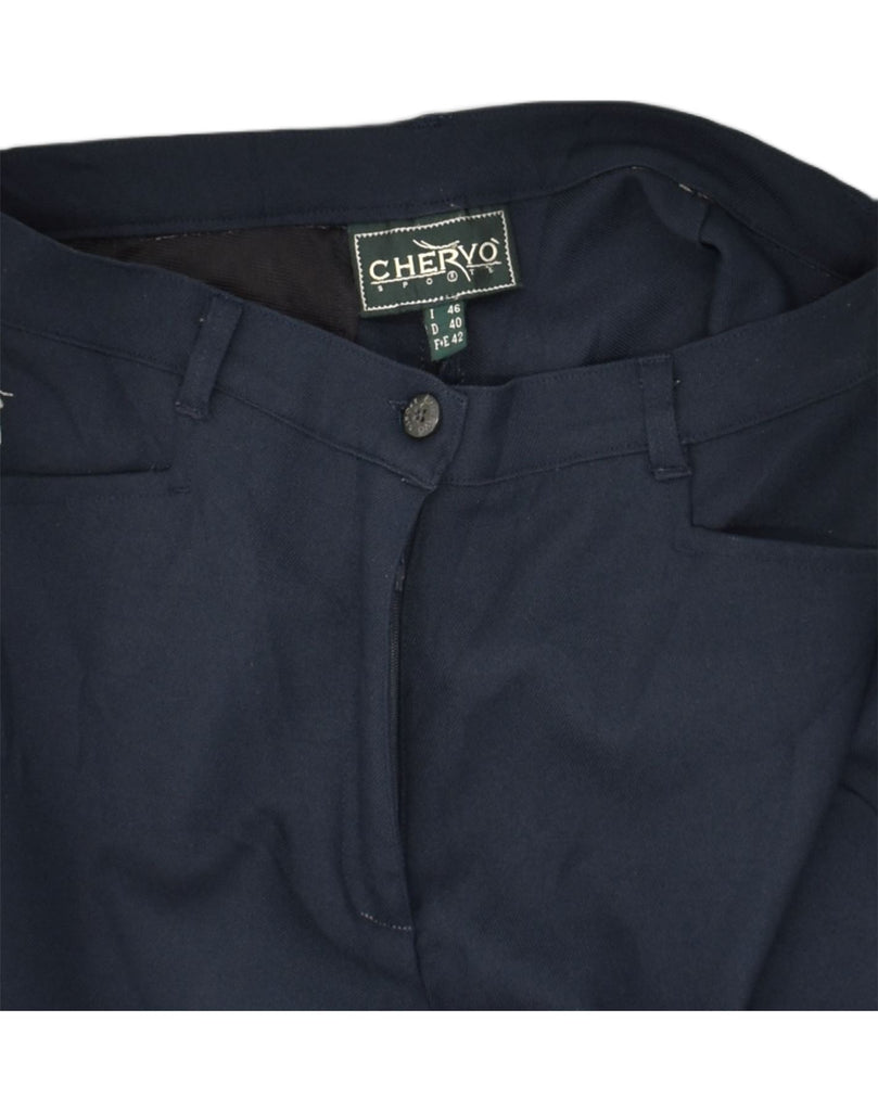 CHERVO Mens High Waist Straight Casual Trousers IT 46 Large W29 L27 Navy Blue | Vintage Chervo | Thrift | Second-Hand Chervo | Used Clothing | Messina Hembry 