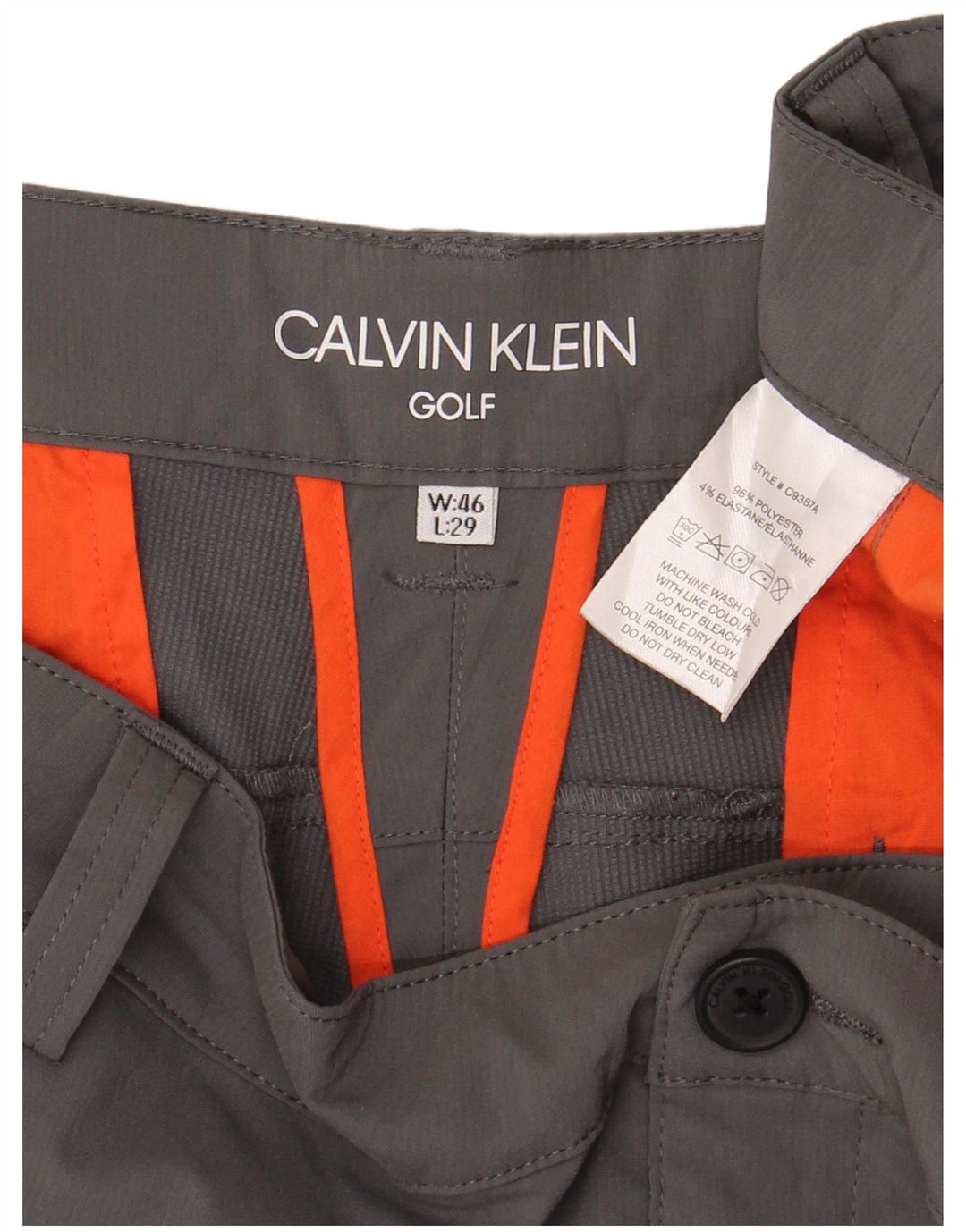 Calvin Klein Mens Golf Straight Chino Trousers W46 L29 Grey Polyester