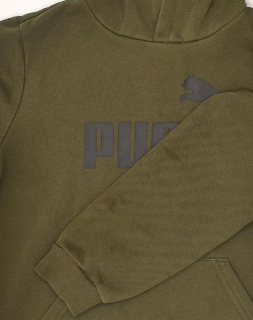 PUMA Boys Graphic Hoodie Jumper 11-12 Years Khaki Cotton | Vintage Puma | Thrift | Second-Hand Puma | Used Clothing | Messina Hembry 