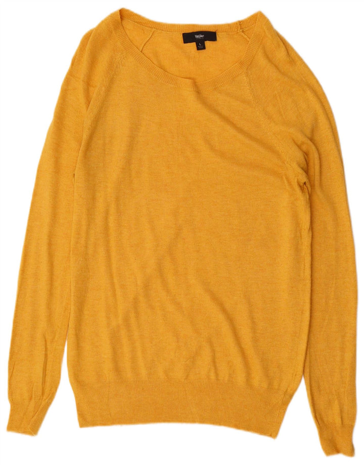 MOSSIMO Womens Boat Neck Jumper Sweater UK 16 Large Yellow Nylon