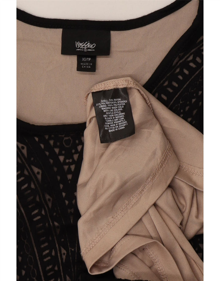 MOSSIMO Womens Sleeveless Bodycon Dress UK 6 XS Black Geometric Rayon