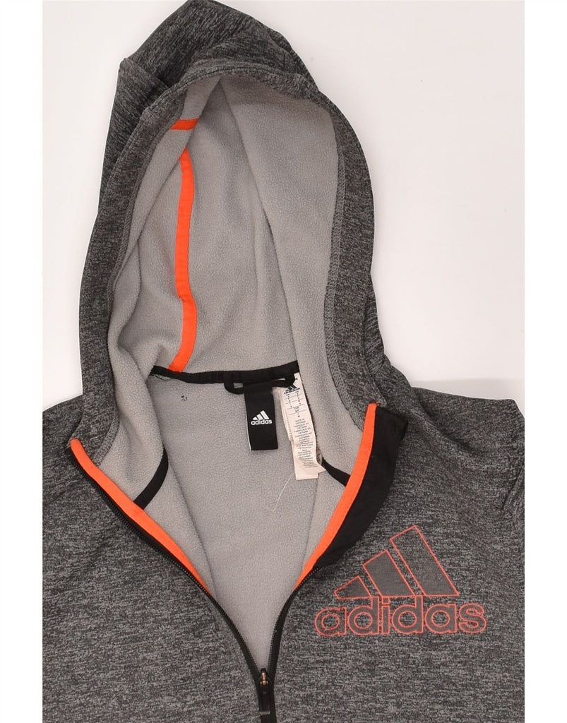 ADIDAS Mens Graphic Zip Hoodie Sweater Small Grey Polyester | Vintage Adidas | Thrift | Second-Hand Adidas | Used Clothing | Messina Hembry 