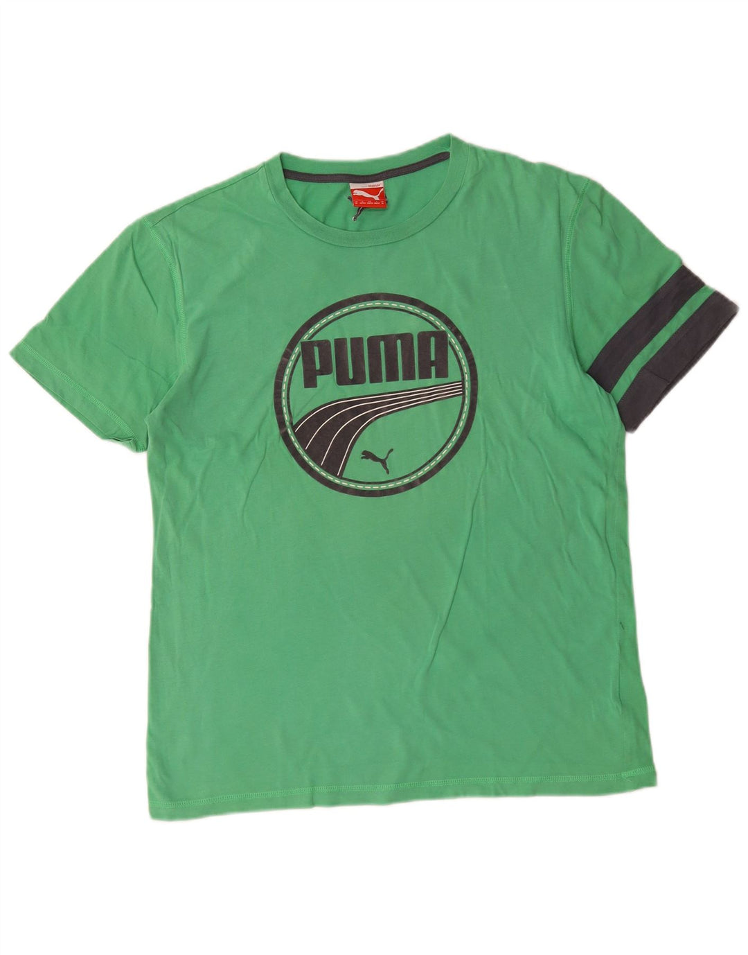 Puma Mens Graphic T-Shirt Top Medium Green Colourblock Cotton