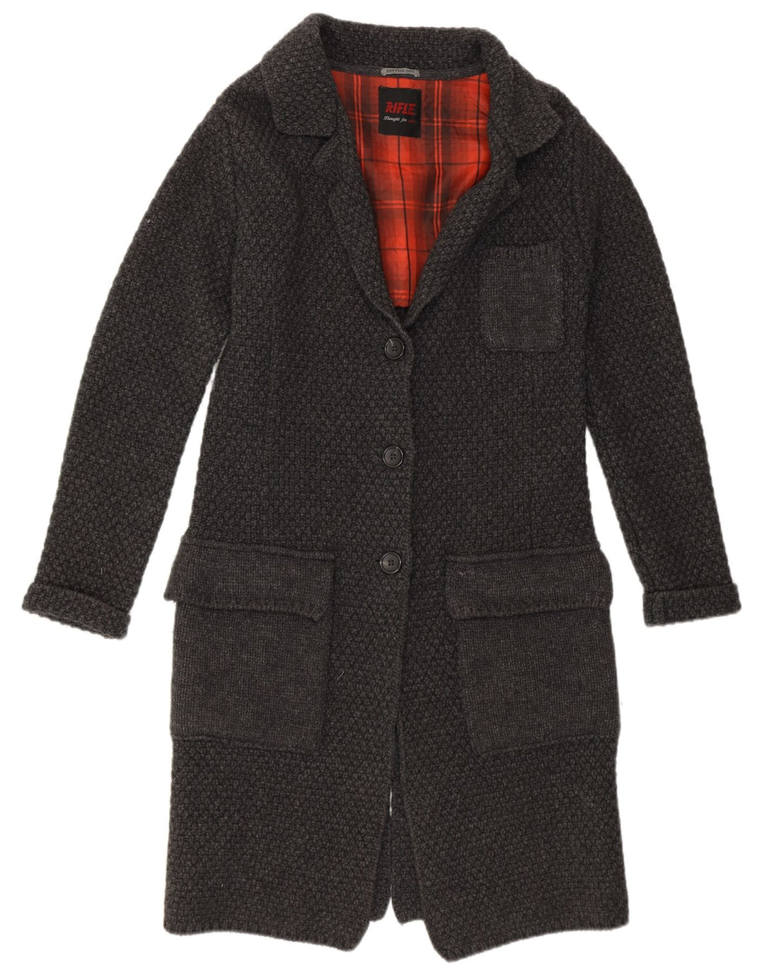 RIFLE Womens Knit Overcoat UK 10 Small Grey Lambswool