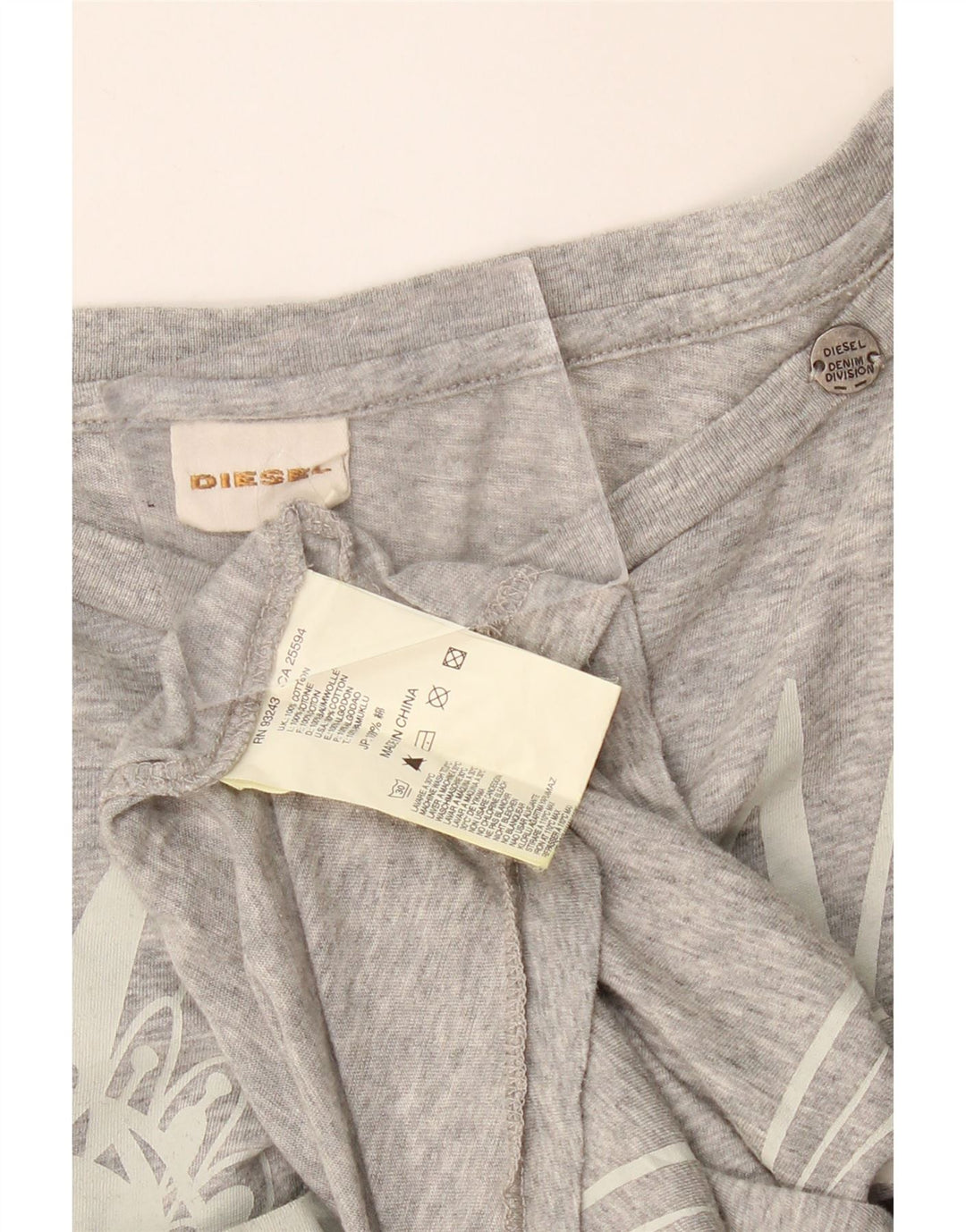 Diesel Womens Oversized Graphic T-Shirt Top UK 14 Medium Grey Cotton