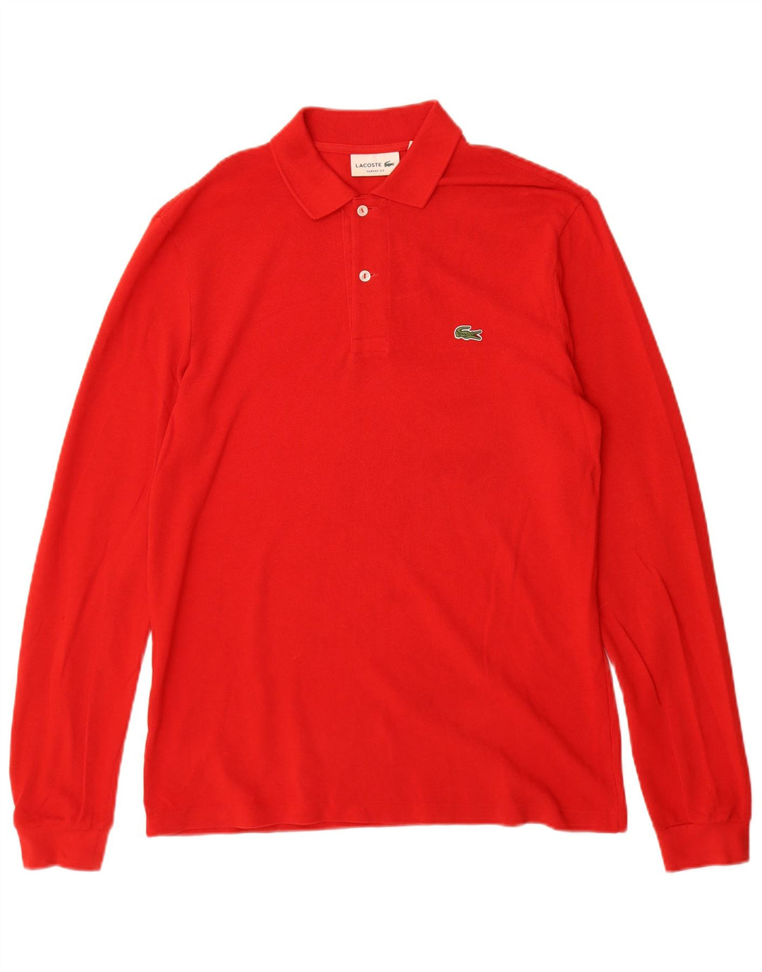 Lacoste Mens Classic Fit Long Sleeve Polo Shirt Size 3 Small Red Cotton