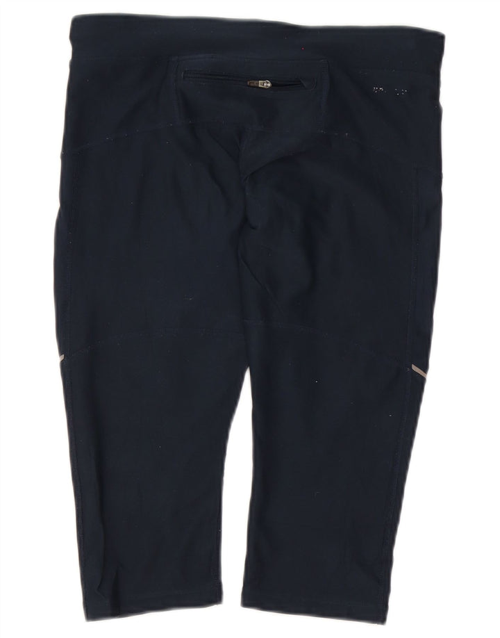 Nike Womens Dri Fit Capri Leggings UK 10 Small Navy Blue Polyester