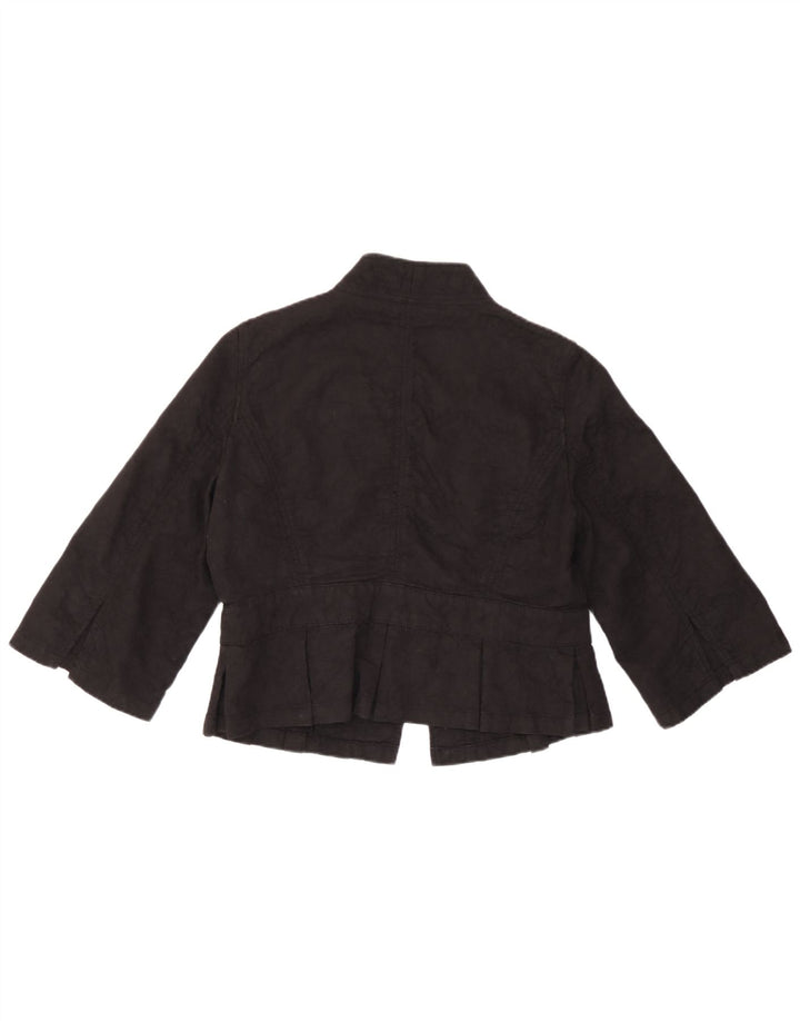 Marks & Spencer Womens Crop 3/4 Sleeve Blazer Jacket UK 14 Large Black