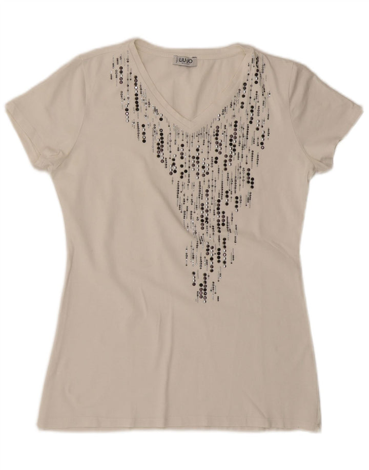 LIU JO Womens Milano T-Shirt Top UK 12 Medium White