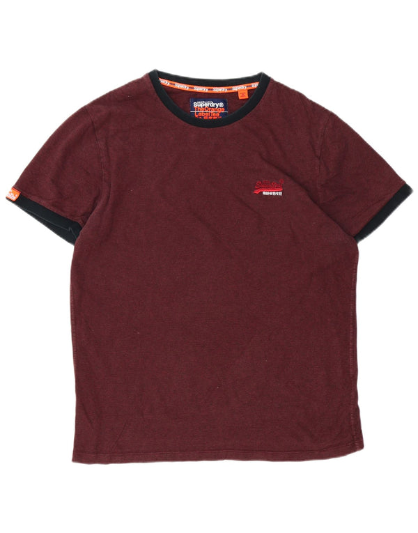 SUPERDRY Mens T-Shirt Top XL Burgundy Cotton