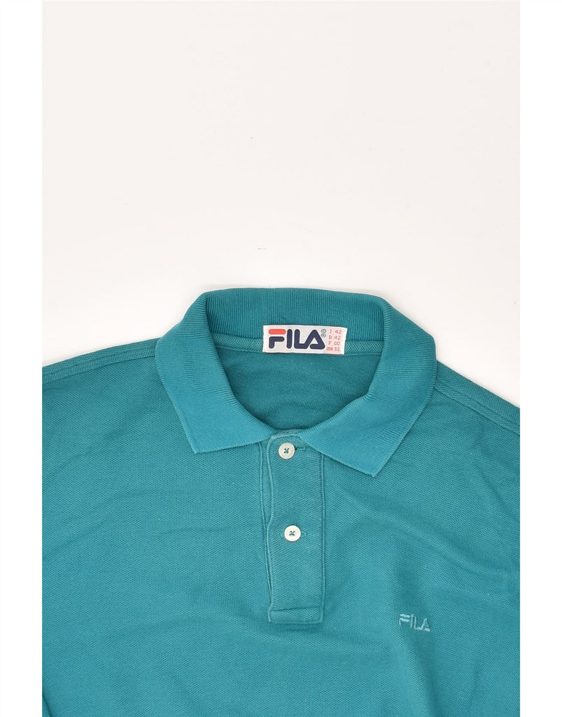 FILA Womens Long Sleeve Polo Shirt IT 42 Medium Blue | Vintage Fila | Thrift | Second-Hand Fila | Used Clothing | Messina Hembry 