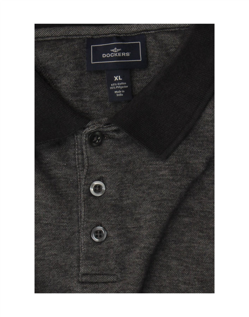 DOCKERS Mens Long Sleeve Polo Shirt XL Grey Cotton Vintage Dockers and Second-Hand Dockers from Messina Hembry 