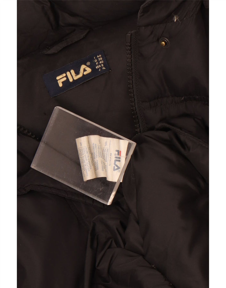 Fila Womens Hooded Padded Coat IT 44 Medium Black Polyamide