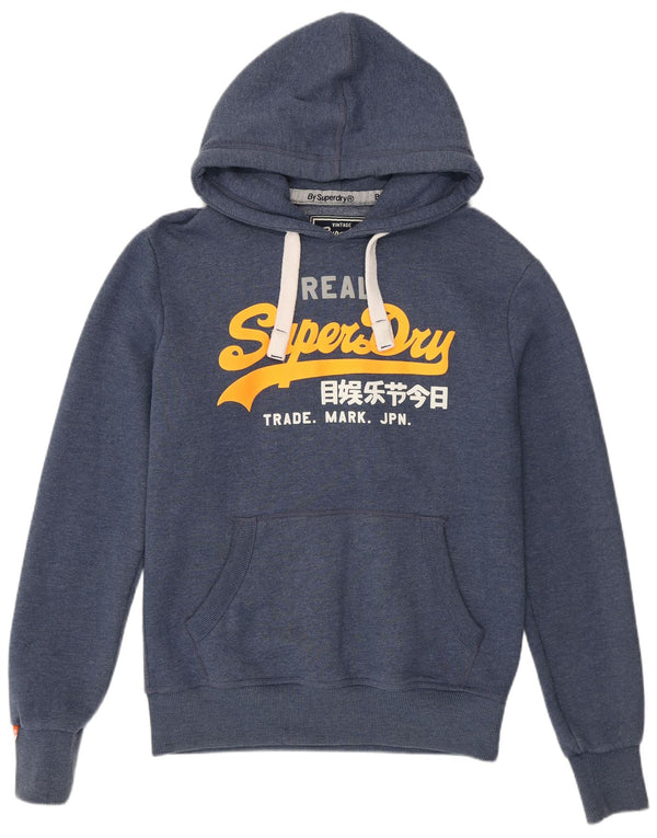 Superdry Mens Graphic Hoodie Jumper Medium Navy Blue Cotton