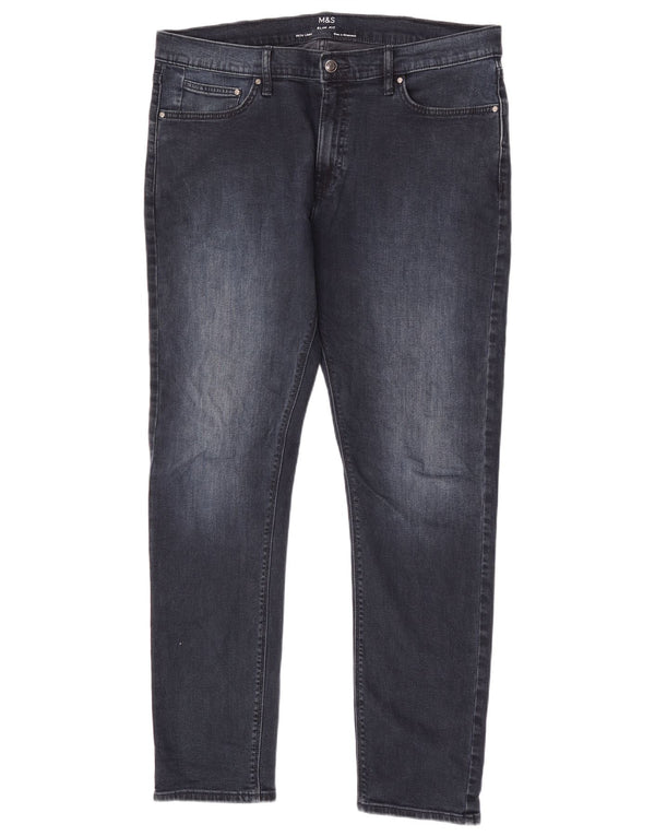 Marks & Spencer Mens Slim Jeans W36 L33 Navy Blue Cotton