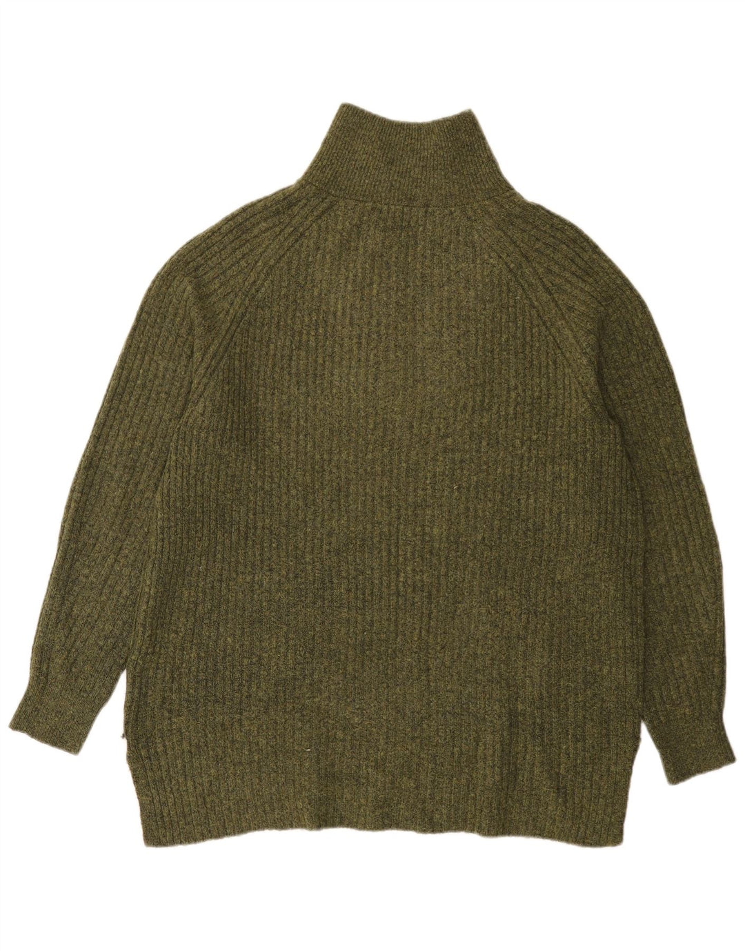 Marks & Spencer Mens Zip Neck Jumper Sweater Large Green Acrylic