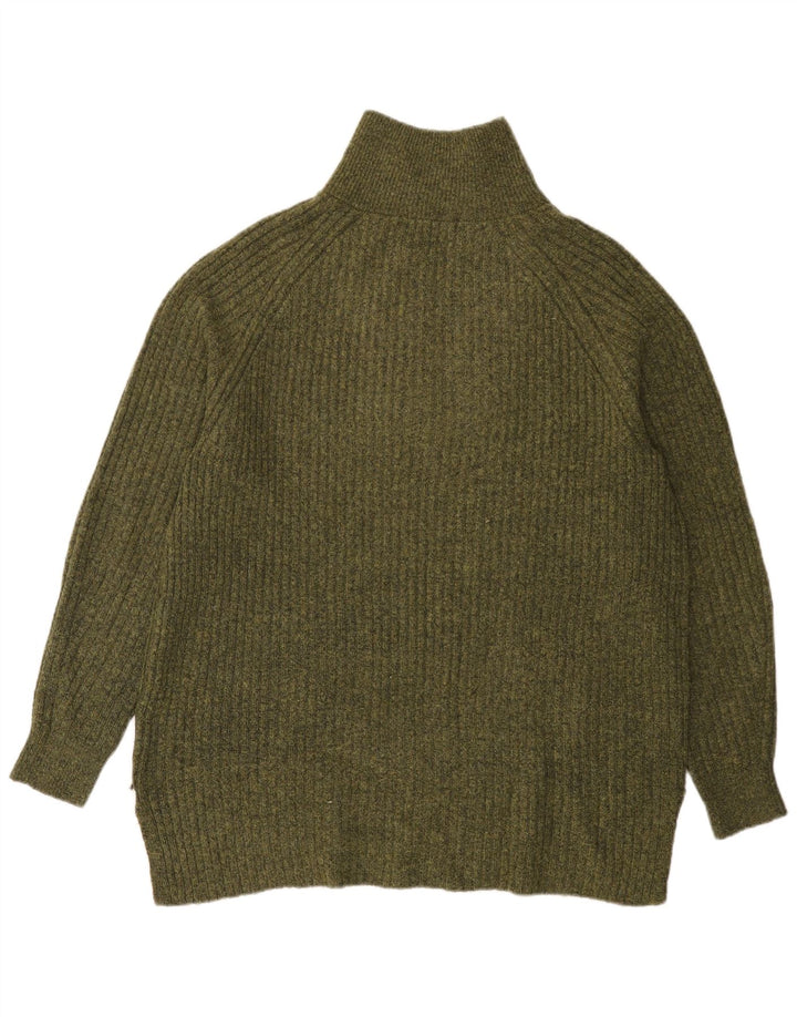 Marks & Spencer Mens Zip Neck Jumper Sweater Large Green Acrylic