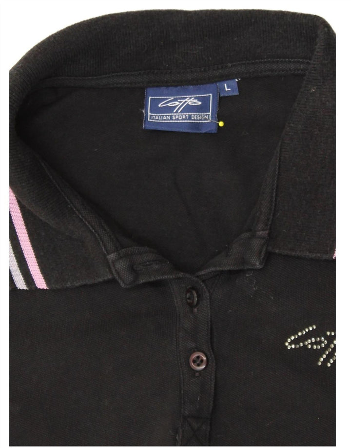 LOTTO Womens Polo Shirt UK 16 Large Black