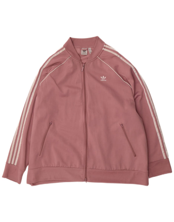 ADIDAS Womens Oversized Tracksuit Top Jacket UK 32/34 4XL Pink Cotton