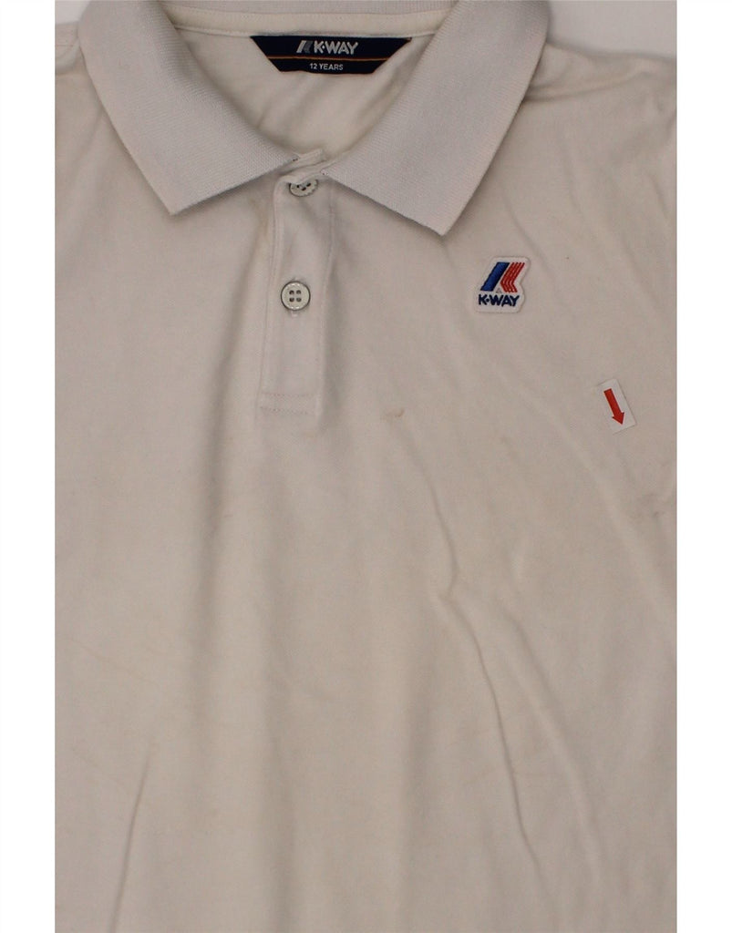 K-WAY Boys Polo Shirt 11-12 Years White Cotton Vintage K-Way and Second-Hand K-Way from Messina Hembry 