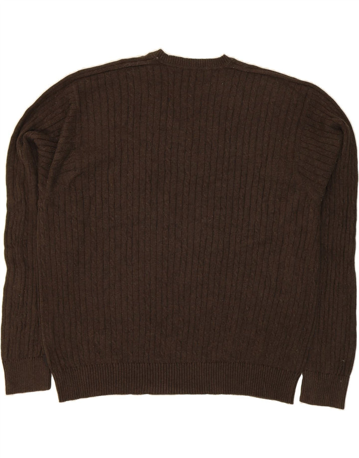 IZOD Mens V-Neck Jumper Sweater 2XL Brown Cotton Vintage Izod and Second-Hand Izod from Messina Hembry 