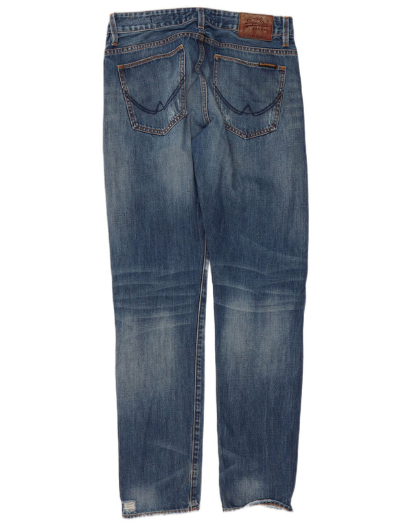 Superdry Mens Distressed Loose Fit Tapered Jeans W32 L32 Blue Cotton