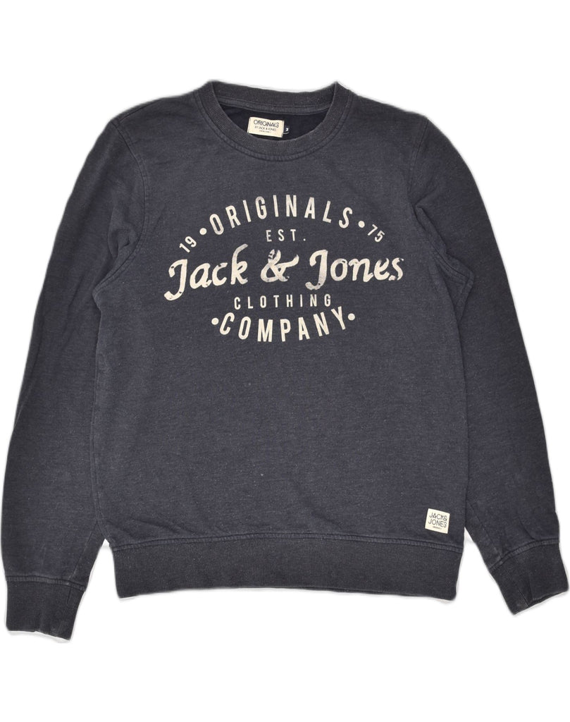 JACK & JONES Mens Graphic Sweatshirt Jumper Medium Grey Cotton | Vintage Jack & Jones | Thrift | Second-Hand Jack & Jones | Used Clothing | Messina Hembry 