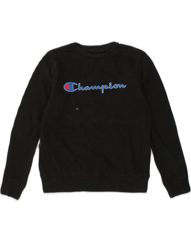 CHAMPION Boys Graphic Sweatshirt Jumper 13-14 Years Large  Black Cotton | Vintage Champion | Thrift | Second-Hand Champion | Used Clothing | Messina Hembry 