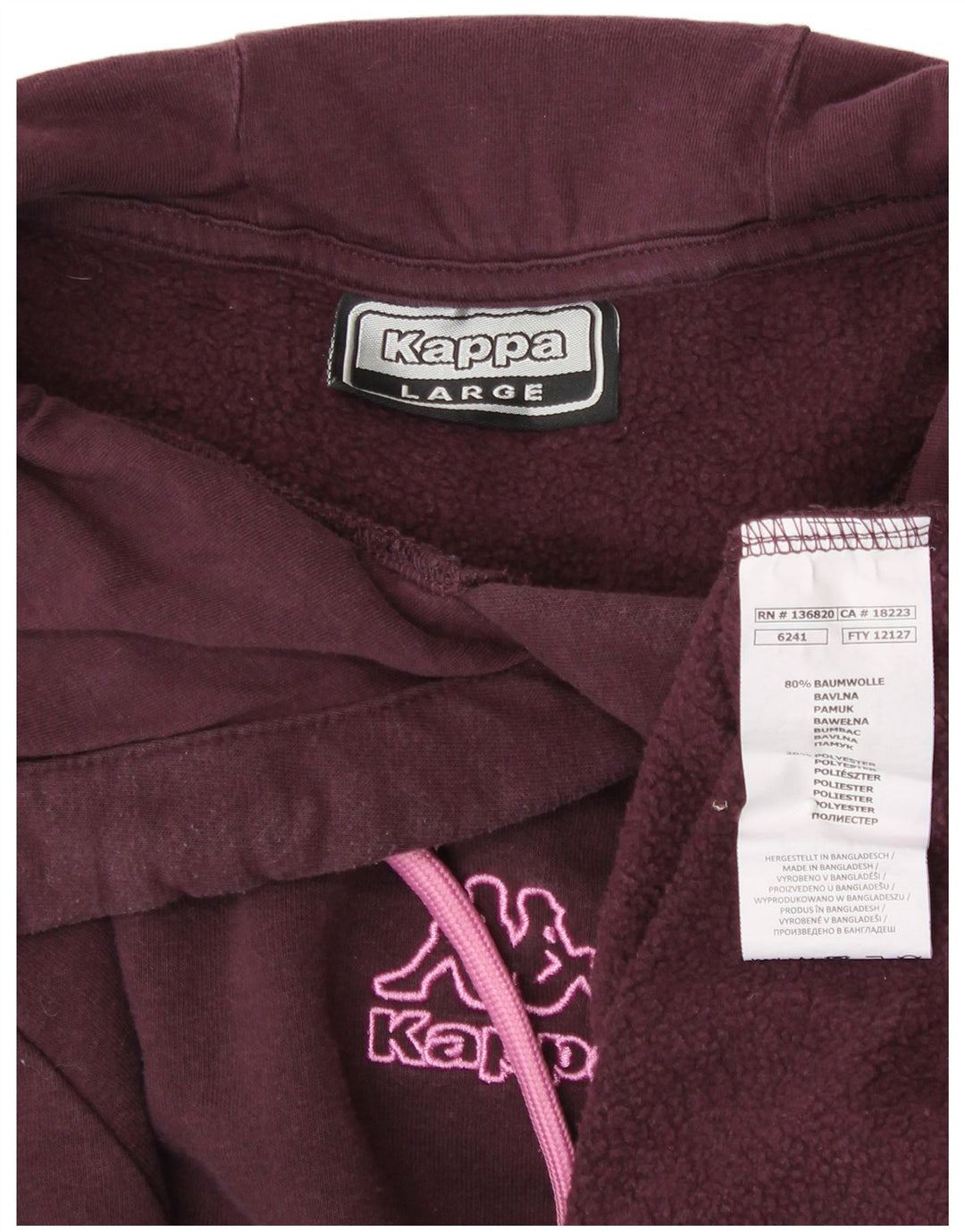 KAPPA Womens Hoodie Jumper UK 16 Large Purple Cotton