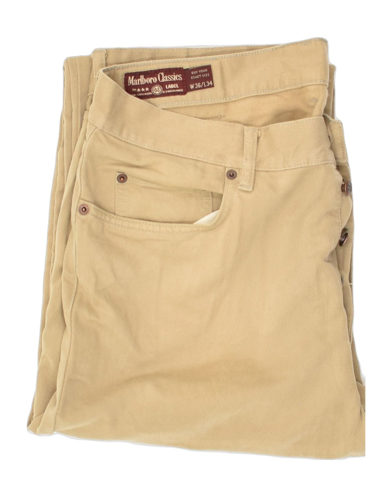 MARLBORO CLASSICS Mens Straight Casual Trousers W36 L29 Beige Cotton | Vintage Marlboro Classics | Thrift | Second-Hand Marlboro Classics | Used Clothing | Messina Hembry 