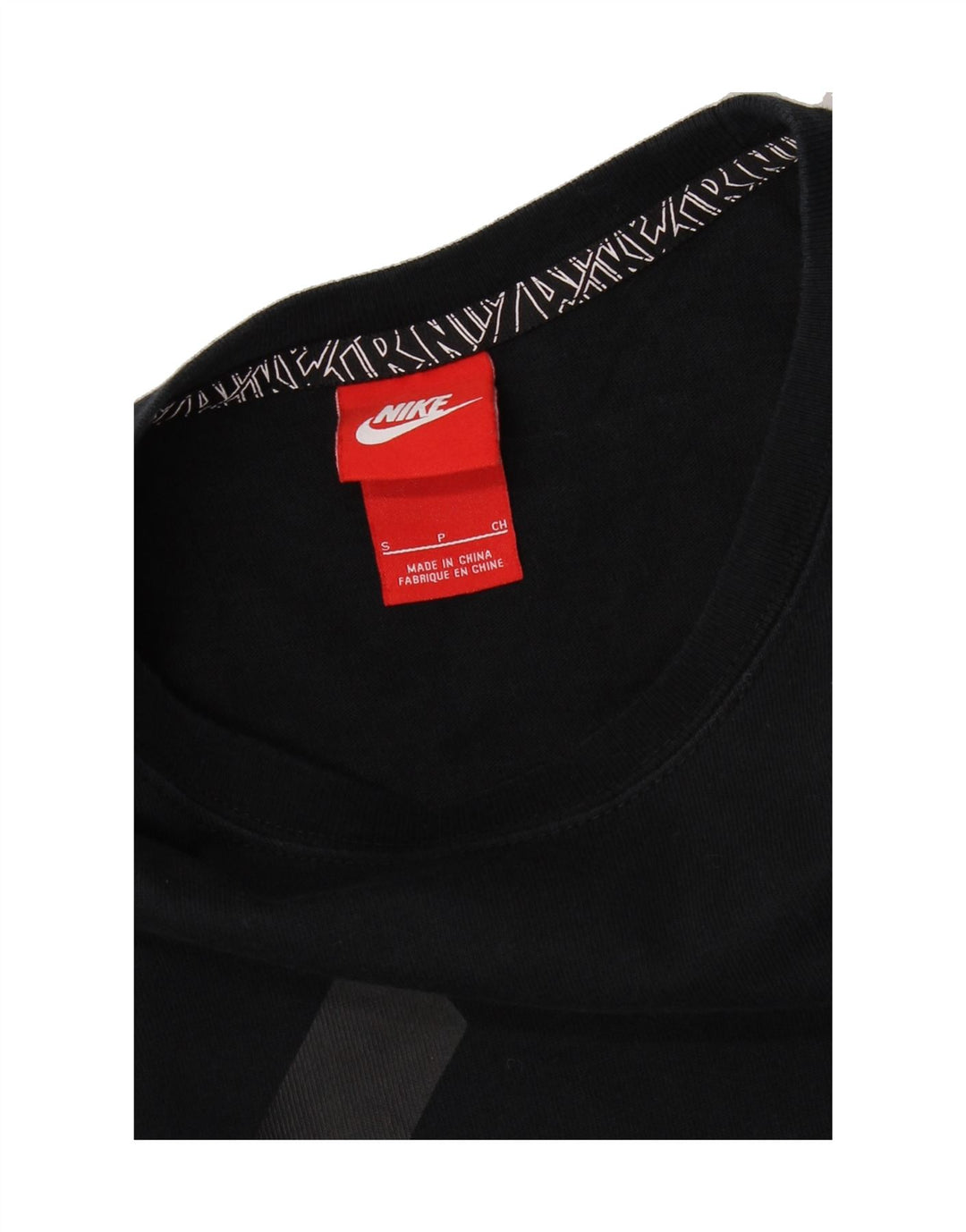 NIKE Mens Graphic Top Long Sleeve Small Black Vintage Nike and Second-Hand Nike from Messina Hembry 