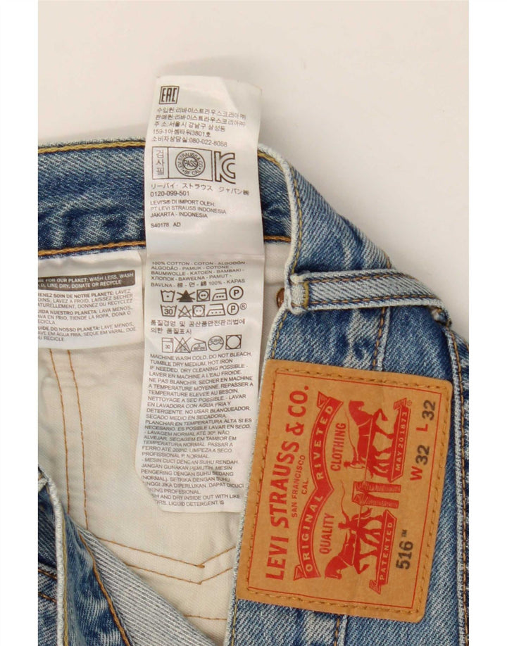 Levi's Mens 516 Slim Straight Jeans W32 L26 Blue Cotton