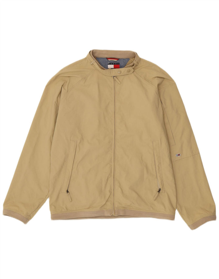 Tommy Hilfiger Womens Bomber Jacket UK 16 Large Beige Nylon