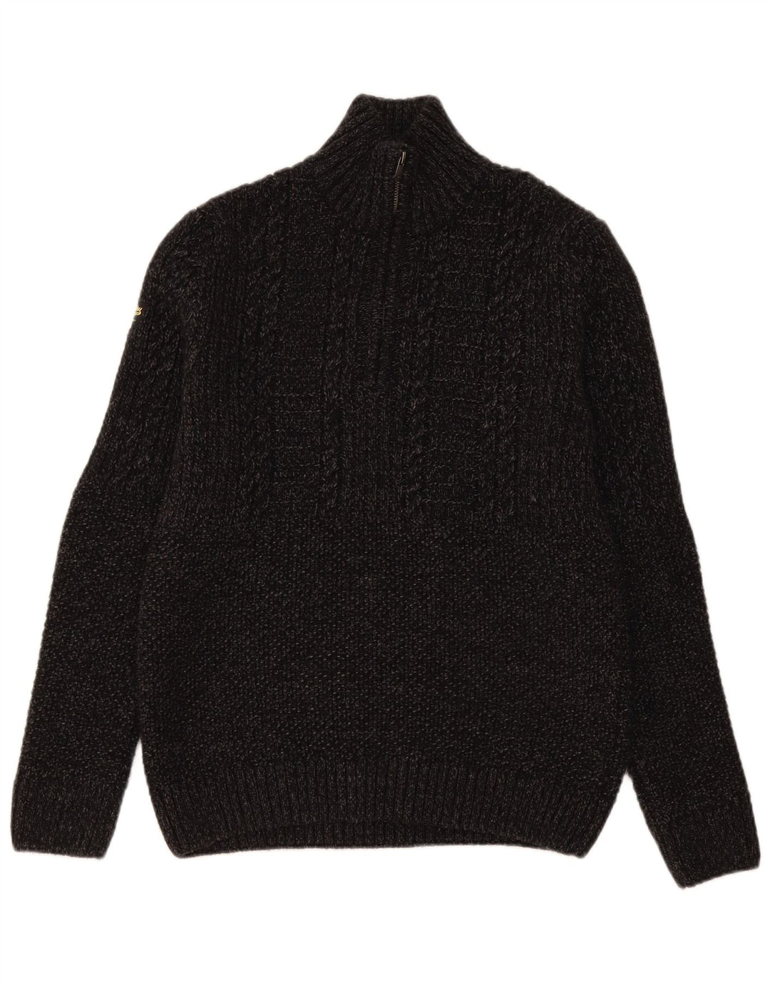 Superdry Mens Zip Neck Jumper Sweater Medium Grey Flecked Acrylic