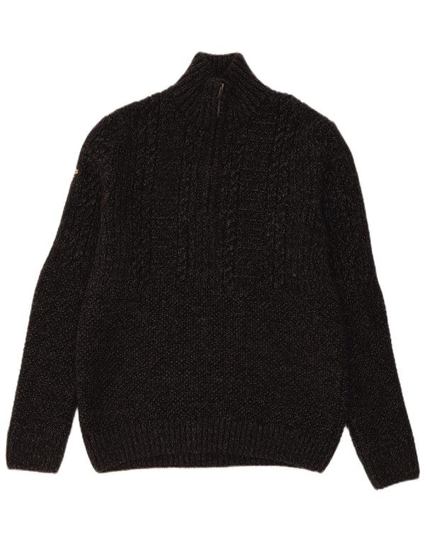 Superdry Mens Zip Neck Jumper Sweater Medium Grey Flecked Acrylic