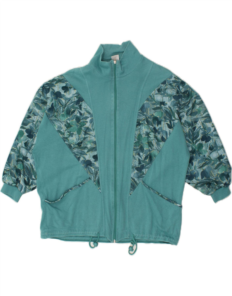 SCHNEIDERS Womens Tracksuit Top Jacket UK 20 2XL Blue Floral Polyamide | Vintage Schneiders | Thrift | Second-Hand Schneiders | Used Clothing | Messina Hembry 