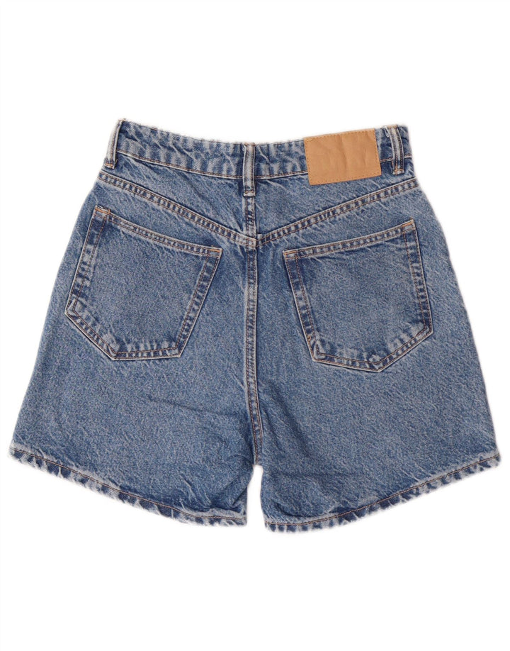 Zara Womens High Waist Denim Shorts EU 34 2XS W24 Blue Cotton Classic