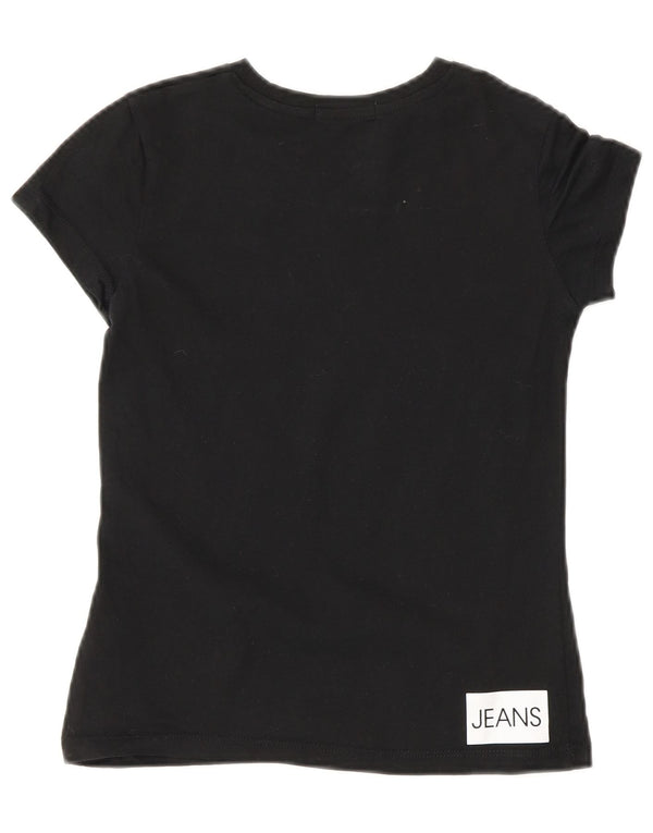 Calvin Klein Jeans Girls Graphic T-Shirt Top 9-10 Years Black Cotton