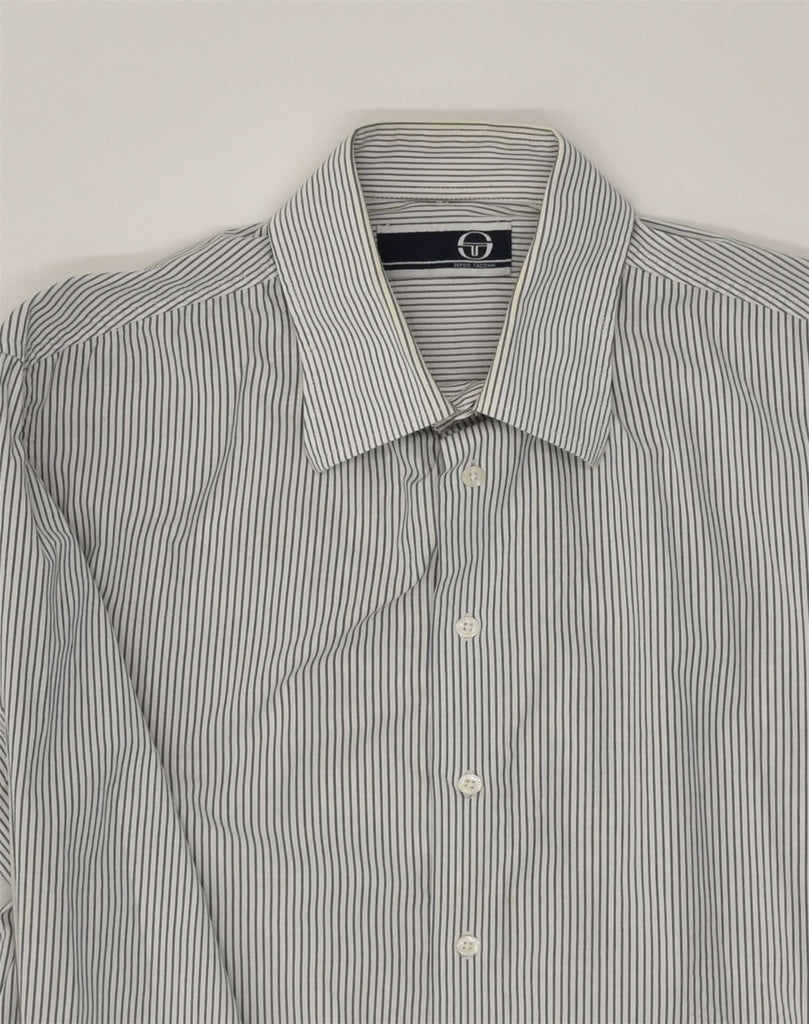 SERGIO TACCHINI Mens Shirt Small White Pinstripe Cotton | Vintage Sergio Tacchini | Thrift | Second-Hand Sergio Tacchini | Used Clothing | Messina Hembry 