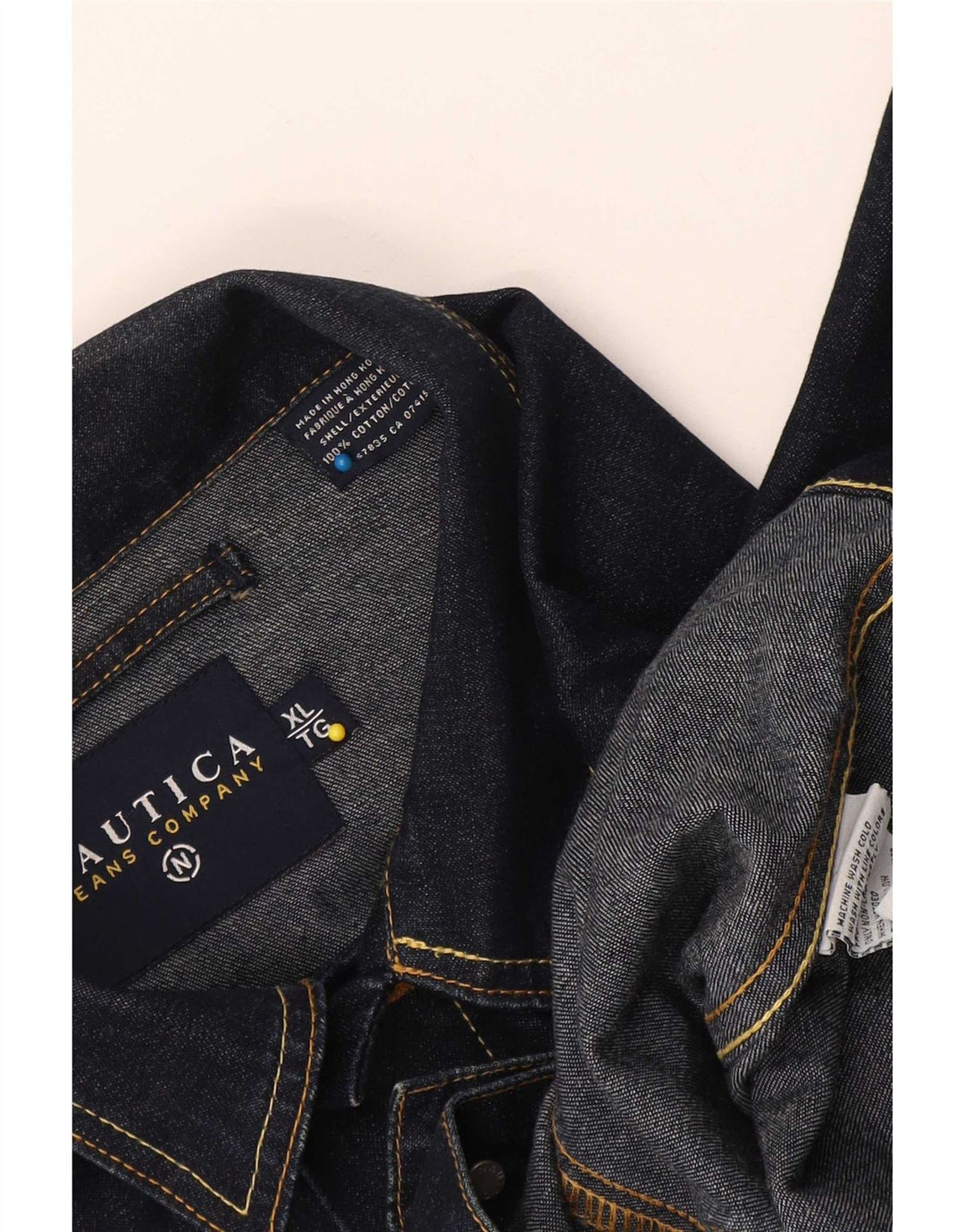 Nautica Mens Denim Jacket UK 42 XL Navy Blue Cotton