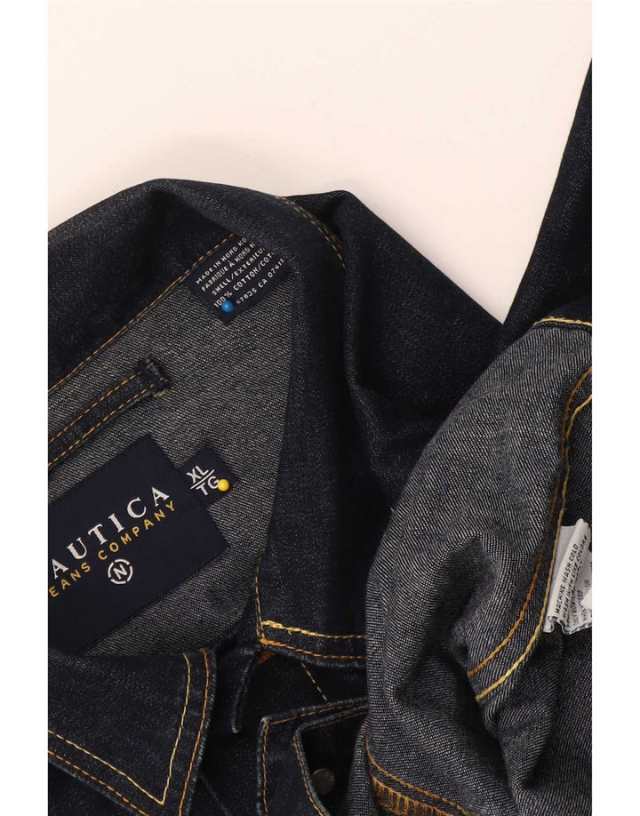 Nautica Mens Denim Jacket UK 42 XL Navy Blue Cotton