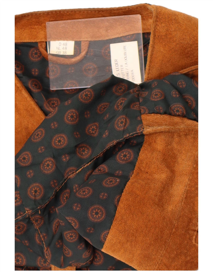 Vintage Mens Suede Waistcoat UK 38 Medium Brown Leather