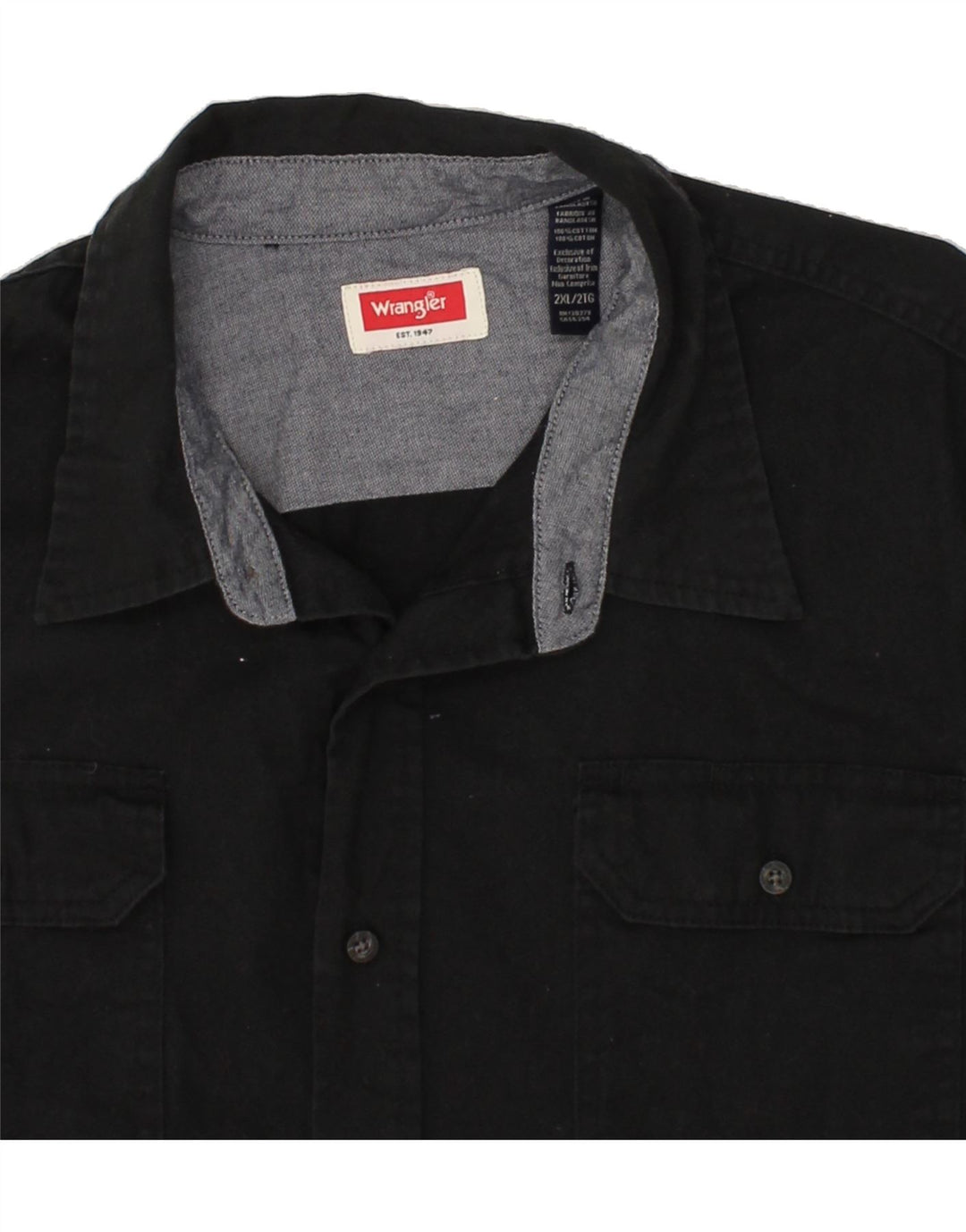 WRANGLER Mens Shirt 2XL Black Cotton