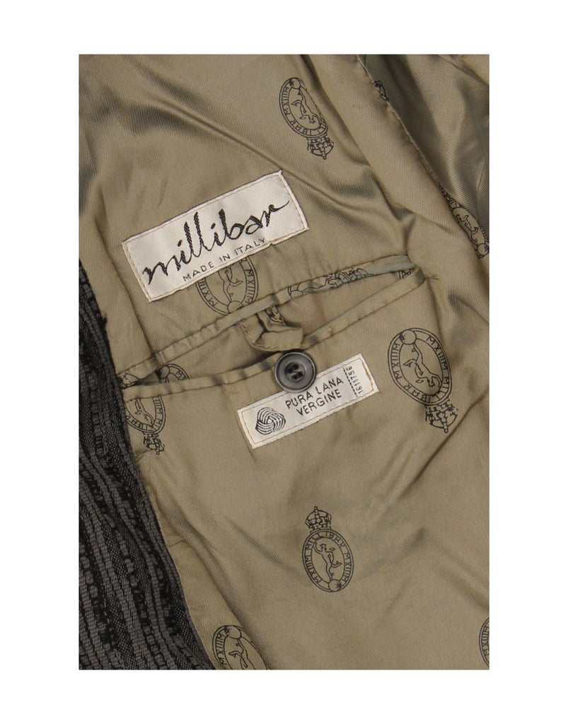 MILLIBAR Mens 1 Button Blazer Jacket IT 52 XL Grey Striped Wool Vintage Millibar and Second-Hand Millibar from Messina Hembry 