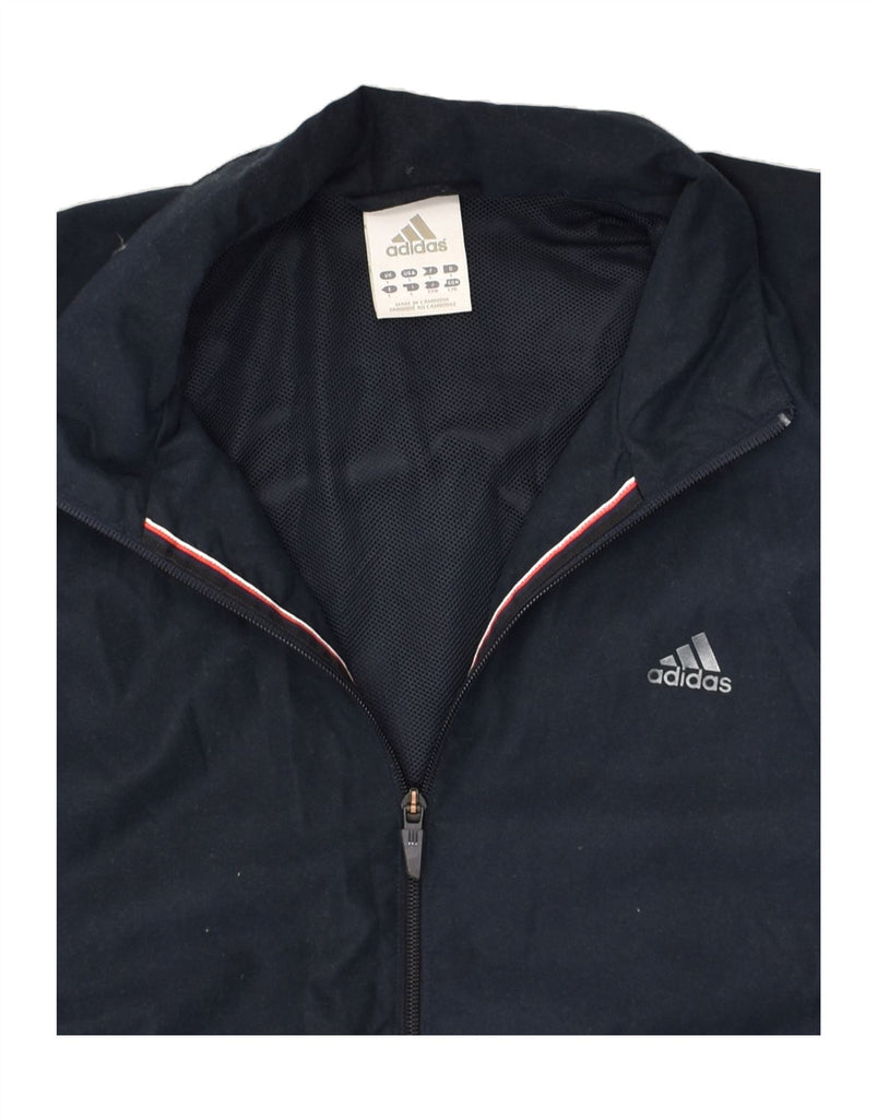 ADIDAS Mens Bomber Jacket UK 40 Large Navy Blue Polyester | Vintage Adidas | Thrift | Second-Hand Adidas | Used Clothing | Messina Hembry 