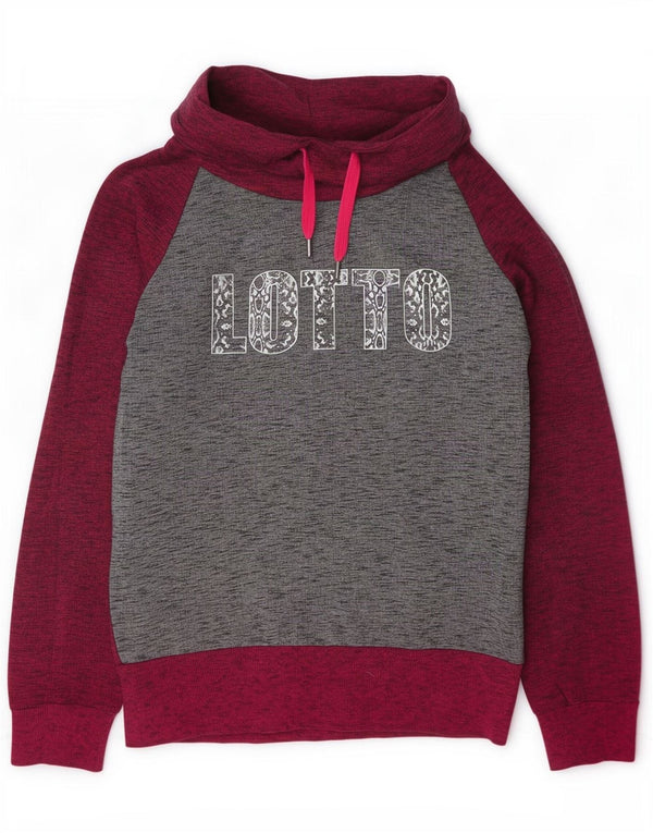 Lotto Womens Graphic Sweatshirt Jumper UK 14 Medium Burgundy Colourblock