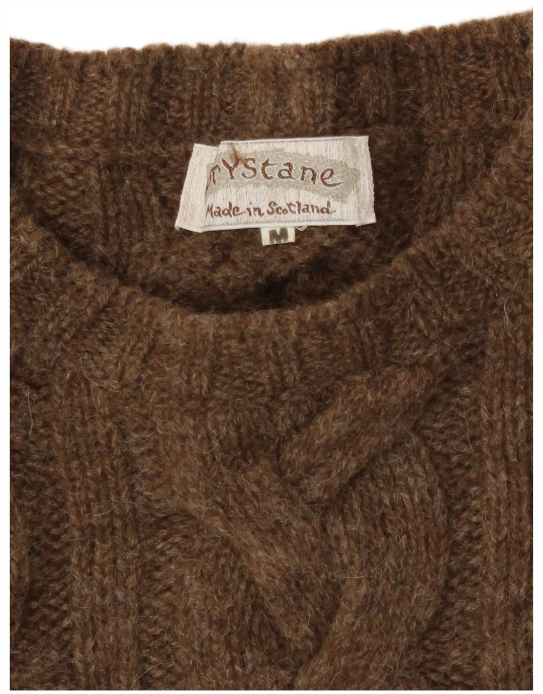 Vintage Mens Crew Neck Jumper Sweater Medium Brown Wool