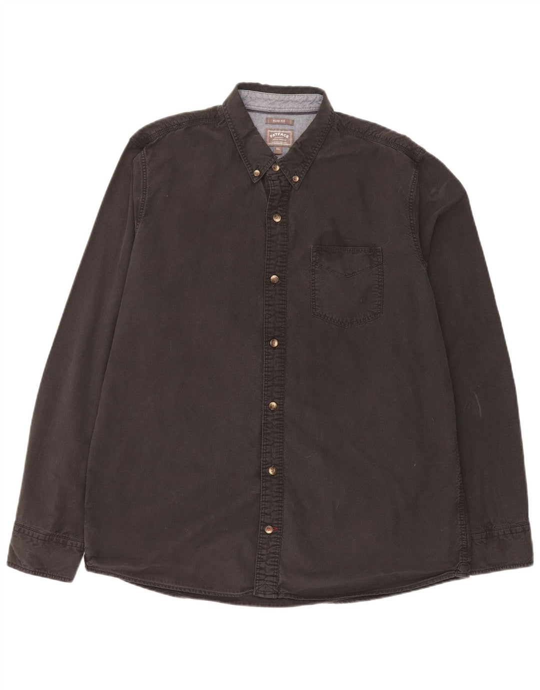 Fat Face Mens Slim Fit Shirt XL Black Cotton